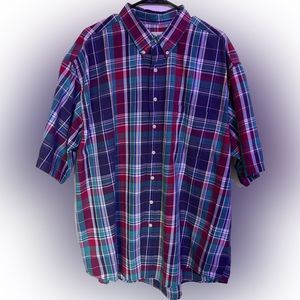 Eddie Bauer Men's Cotton Plaid & Check Button Down Short Sleeve Shirt Sz XXL